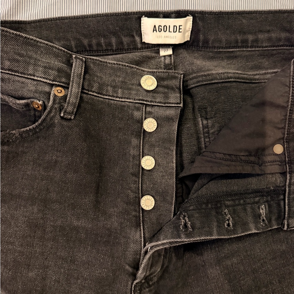 Agolde Women's Black High-Rise Button-Fly Jeans